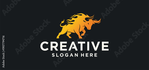 Bull Logo, Symbol of Strength with a Solid Bull Concept.