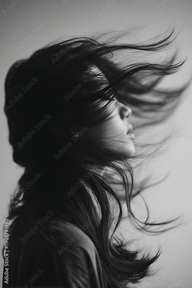 Fototapeta premium timeless hair movement, soft motion captured mid-flow