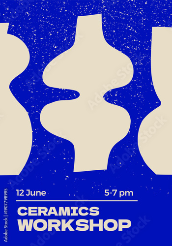 Poster design with different pottery ceramic shapes.