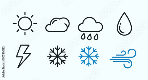 Weather icons set on white background