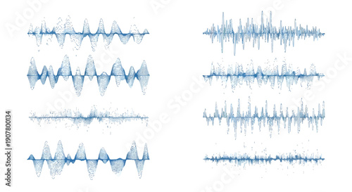 Blue sound wave patterns for music or audio visualization