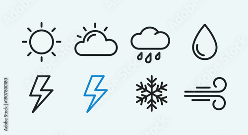Weather icons sun cloud rain and more