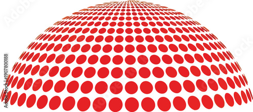 Vibrant red dot pattern forming a 3D dome shape on yellow