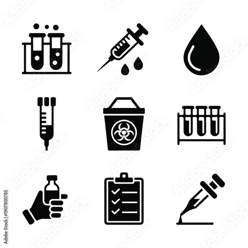 Medical Laboratory Vector Icon Set