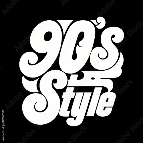 A black and white image of 90s style text