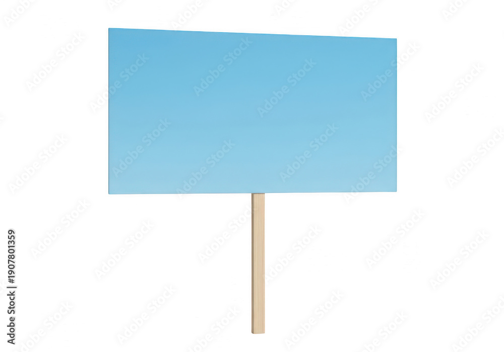 Fototapeta premium Blank blue sign on a wooden stick isolated on transparent background