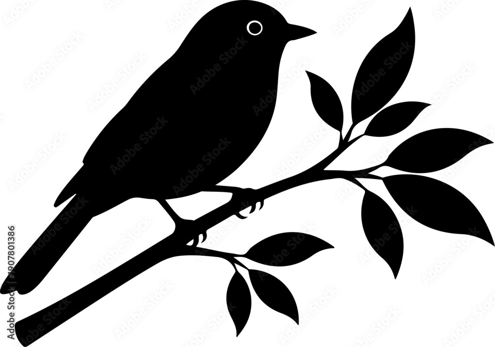 Naklejka premium Bird branch silhouette vector illustration
