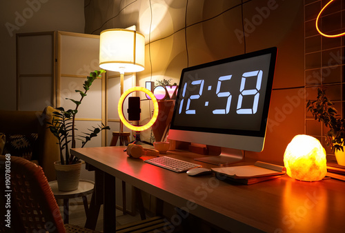 Interior of dark studio wit...