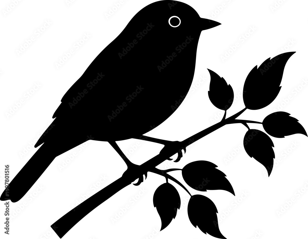 Fototapeta premium Bird branch silhouette vector illustration