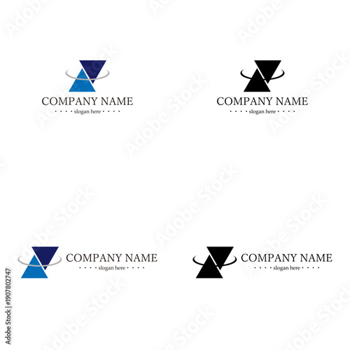 Abstract overlapping triangles network connection growth logo template