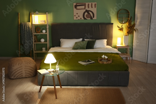 Stylish interior of bedroom...