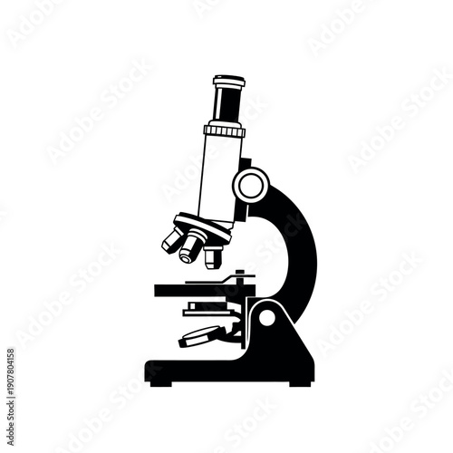 Microscope silhouette for scientific research and education.