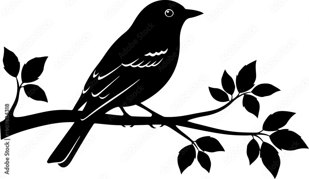 Fototapeta premium Bird branch silhouette vector illustration