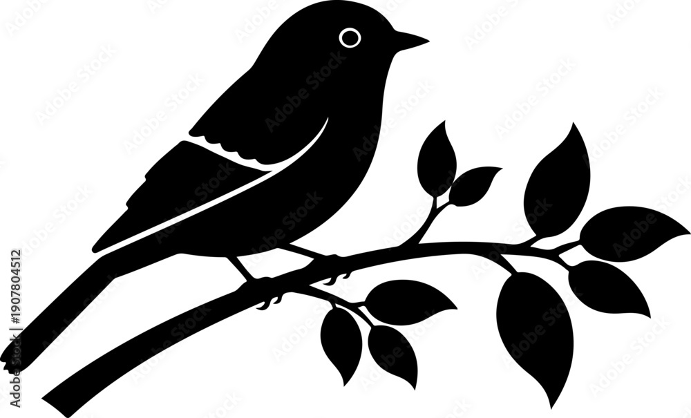 Fototapeta premium Bird branch silhouette vector illustration
