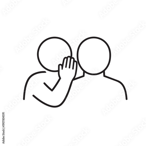 Two people whispering to each other in a simple line drawing style illustration