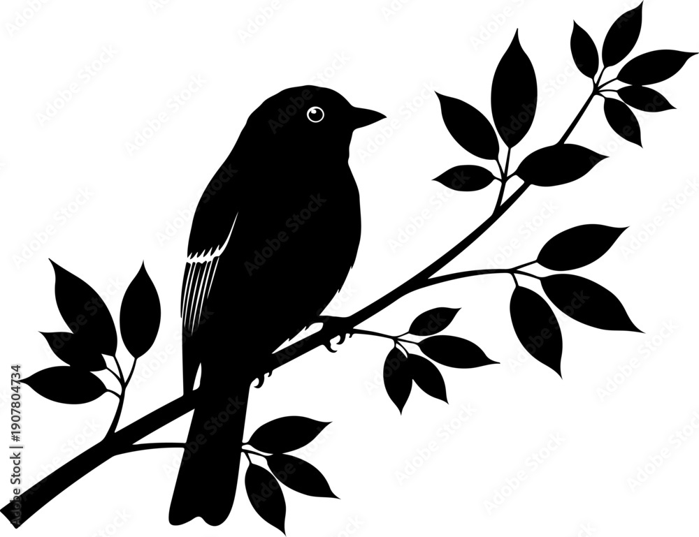 Fototapeta premium Bird branch silhouette vector illustration