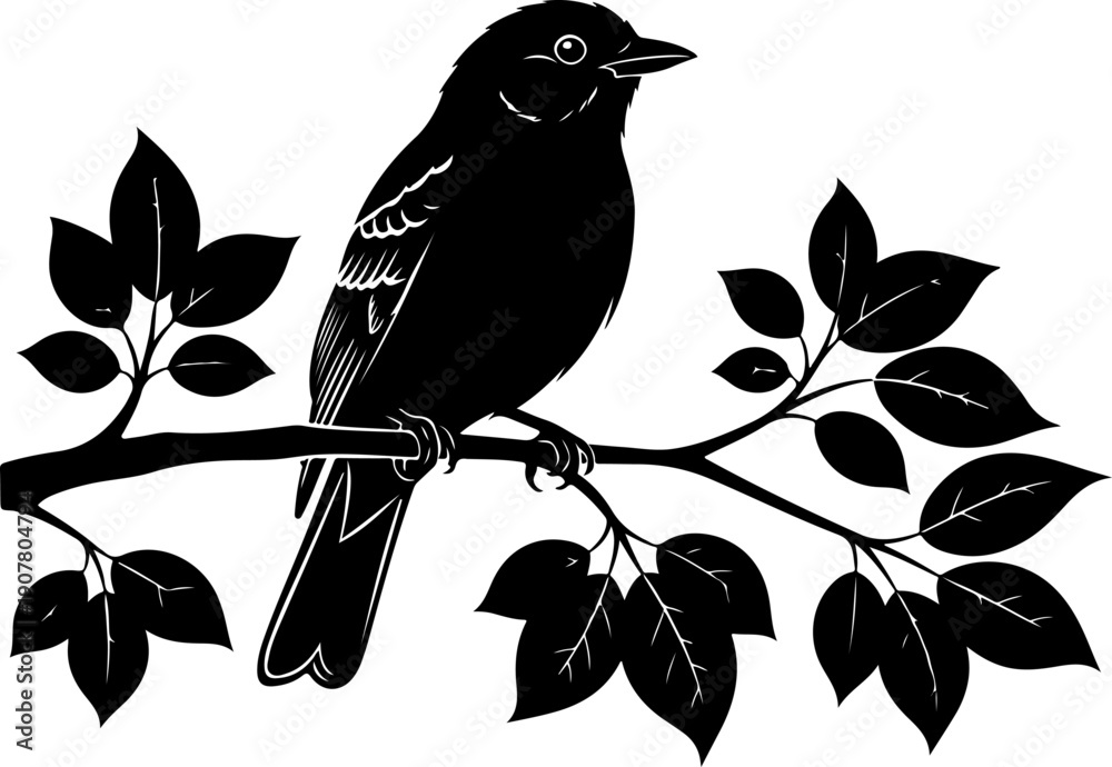 Fototapeta premium Bird branch silhouette vector illustration