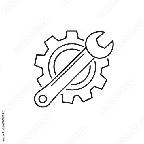Spanner and gear icon for mechanics or engineering concepts