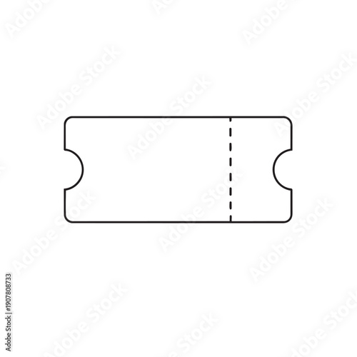 Simple ticket stub design with perforated edge and dotted center line for event passes