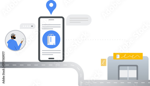 online Shopping, customer reviews and feedback Illustration