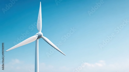 Wallpaper Mural A Clean Energy Solution: A Tall, White Wind Turbine Against a Clear Blue Sky, Symbolizing Renewable Energy and Environmental Sustainability Torontodigital.ca