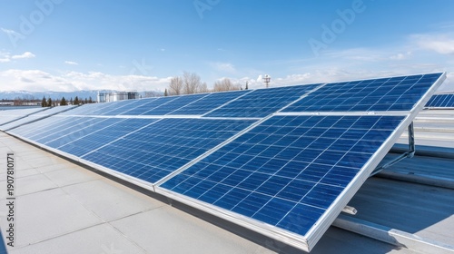 Wallpaper Mural A Multi-Panel Solar Energy Array Harnessing Renewable Energy on a Bright Sunny Day Against a Clear Blue Sky Torontodigital.ca