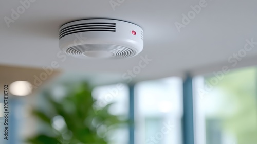 Wallpaper Mural Modern Smoke Detector Installed on Ceiling Detects Smoke and Fire, Ensuring Safety in Residential and Commercial Spaces with Advanced Technology Torontodigital.ca
