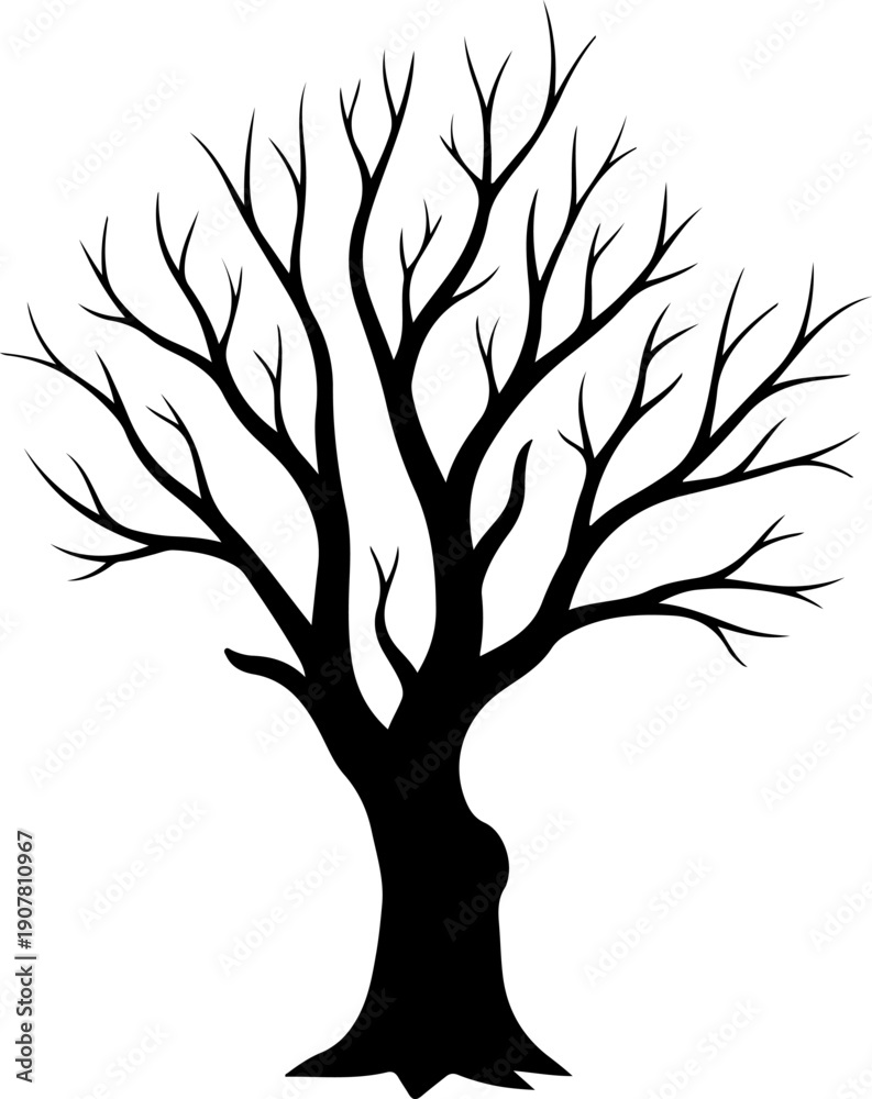 Fototapeta premium Dead tree silhouette vector illustration