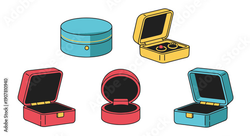 Jewelry Box Line art color unique design