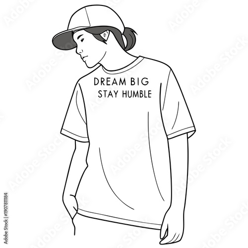 A person wearing a t-shirt with inspirational quote