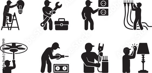 Illustrations of Various Home Electrical Repair and Installation Tasks