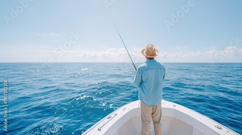Wallpaper Mural A Serene Day of Fishing on a Calm Ocean under Clear Blue Skies, Capturing the Essence of Relaxation and Connection with Nature Torontodigital.ca