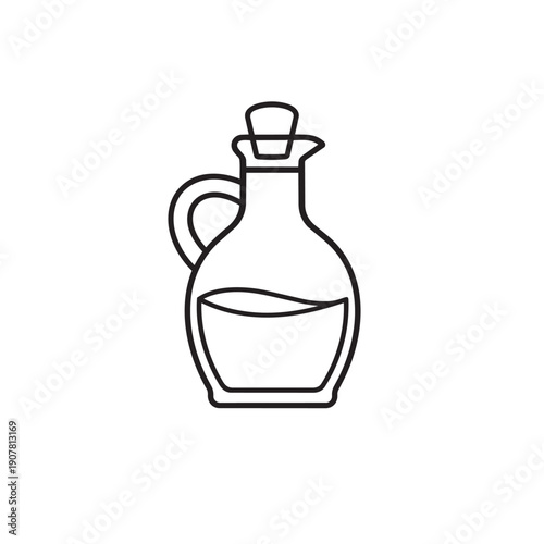 Simple Line Drawing of Classic Olive Oil Bottle with Pour Spout and Cap