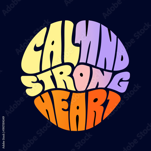 Calm and strong heart logo with colorful letters