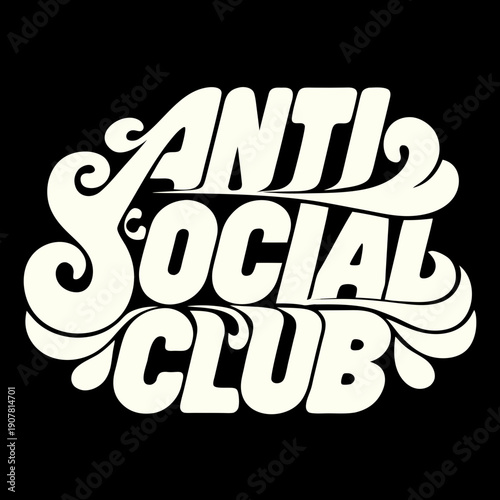 A stylized white text logo on a black background reading 'anti social club'