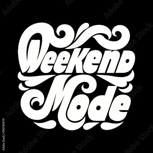A stylized weekend mode logo on a black background