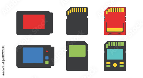 Memory Card Reader line art vibrant color