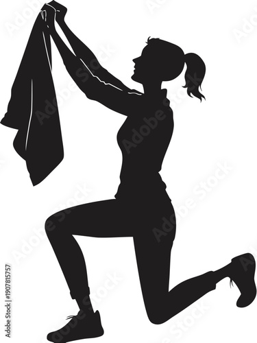 woman towel exercise silhouette

