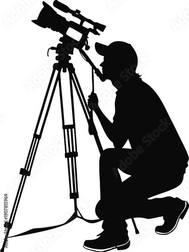 photographer telescope silhouette

