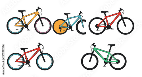 Mountain Bike Line color filled abstract design