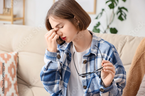 Beautiful young tired woman...