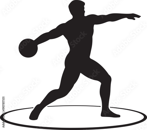 Discus thrower standing in the circle