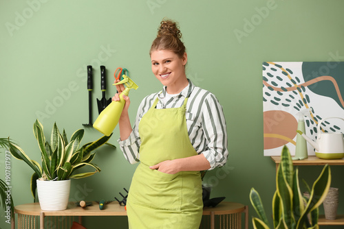 Pretty young woman in apron...