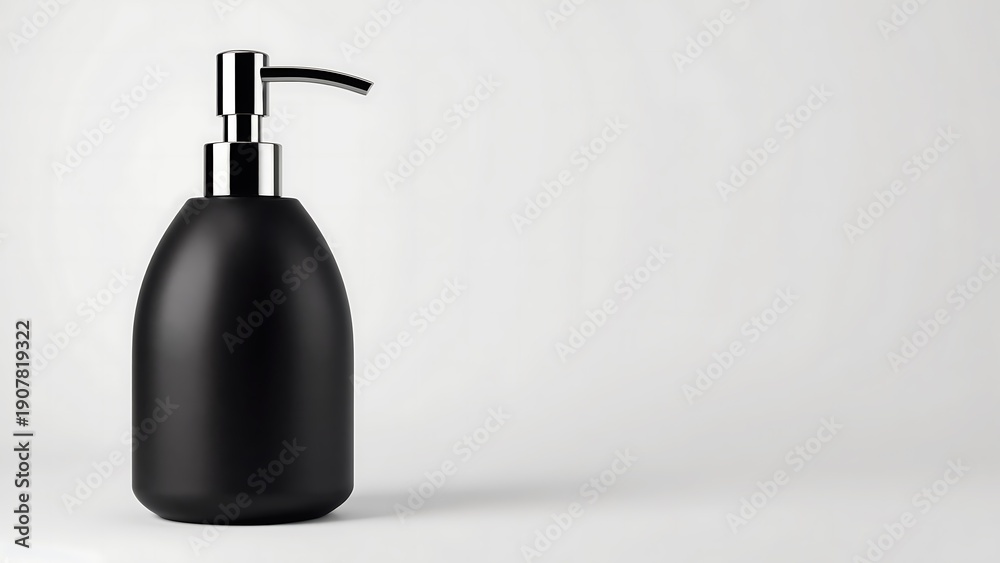 Obraz premium Black soap dispenser on white background