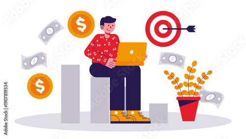 A young professional managing business profit and financial targets