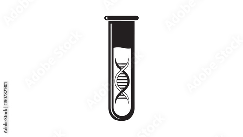 Test Tube with DNA Helix, Molecular Biology Sample and Genetic Research Laboratory Vector Illustration