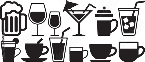 Drinks Icon Set - Black