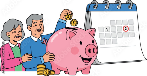 Flat 2D vector, Online Banking Security System Isolated on Transparent Background