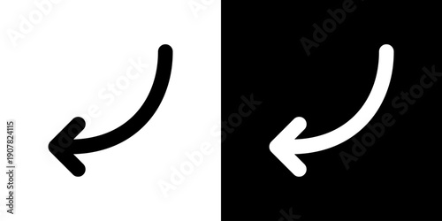 太めの左下向きカーブ矢印 (ベクター)