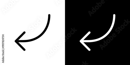 細めの左下向きカーブ矢印 (ベクター)